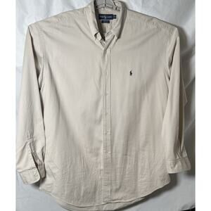 Ralph Lauren Blake Shirt Mens XL Tan Khaki Button Down 100% Cotton Pony Logo